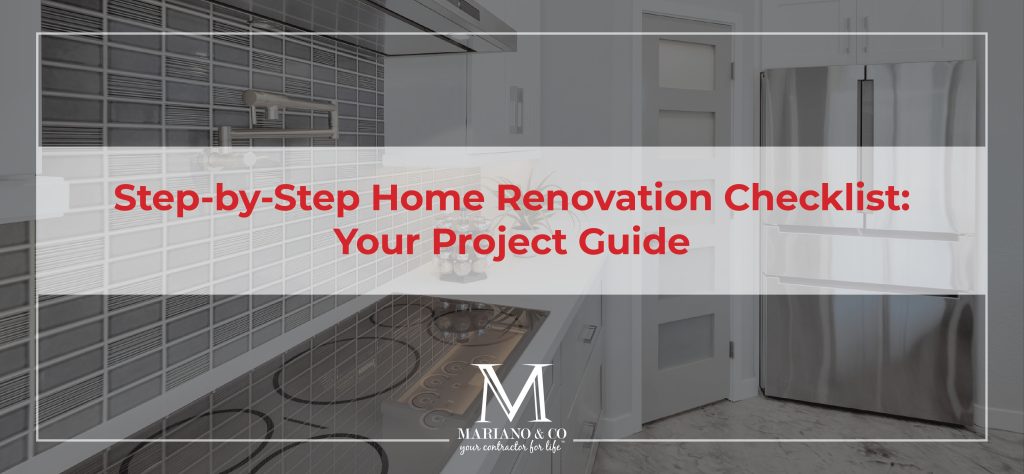 Renovation plans, samples and a checklist on a work surface